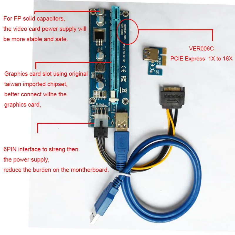 PCI-E PCIE 8p Female to 2Port Dual 8pin 6+2p Male GPU Graphics Video Card Power Cable Cord 18AWG Wire Cable for BTC Miner Mining