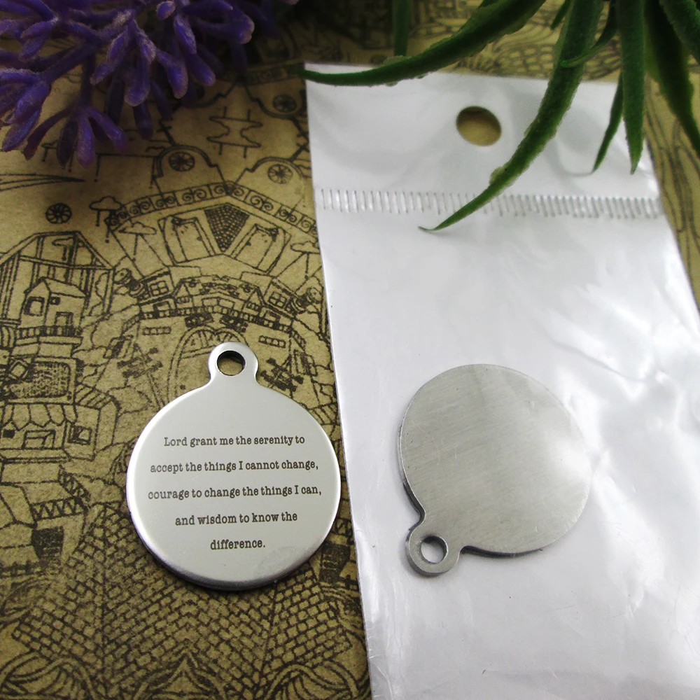 

20pcs--"Lord grant me the serenity to accept..."stainless steel charms 5 styles for choosing DIY Charms for necklace bracelets