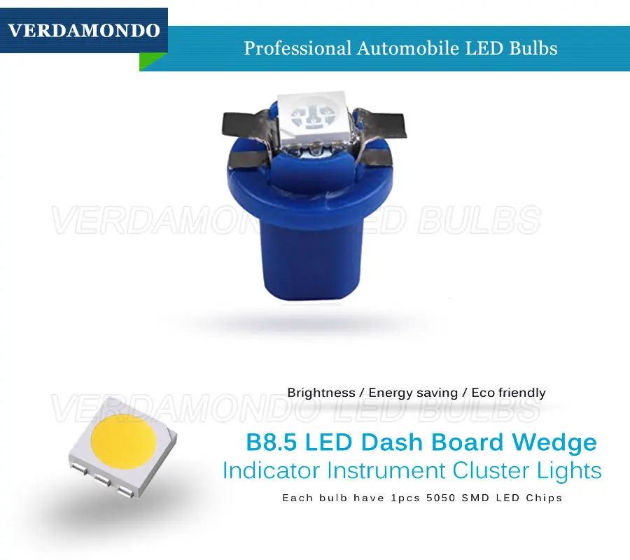 10 шт. B8.5D 5050 509T 1 SMD светодиодный лампы для автомобиля манометр Speedo Dash лампы B8.5 светодиодный приборная клиновидный для салона светильник 12V