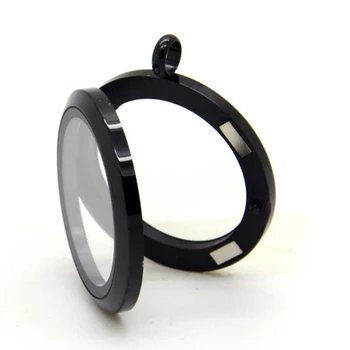 

10 pcs 316L stainless steel floating locket 30mm black plain magnetic floating locket pendant