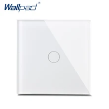 Фотография New Arrival Wallpad Luxury Crystal Glass Wall Switch Touch Switch 1 Gang 1 Way UK Switch 