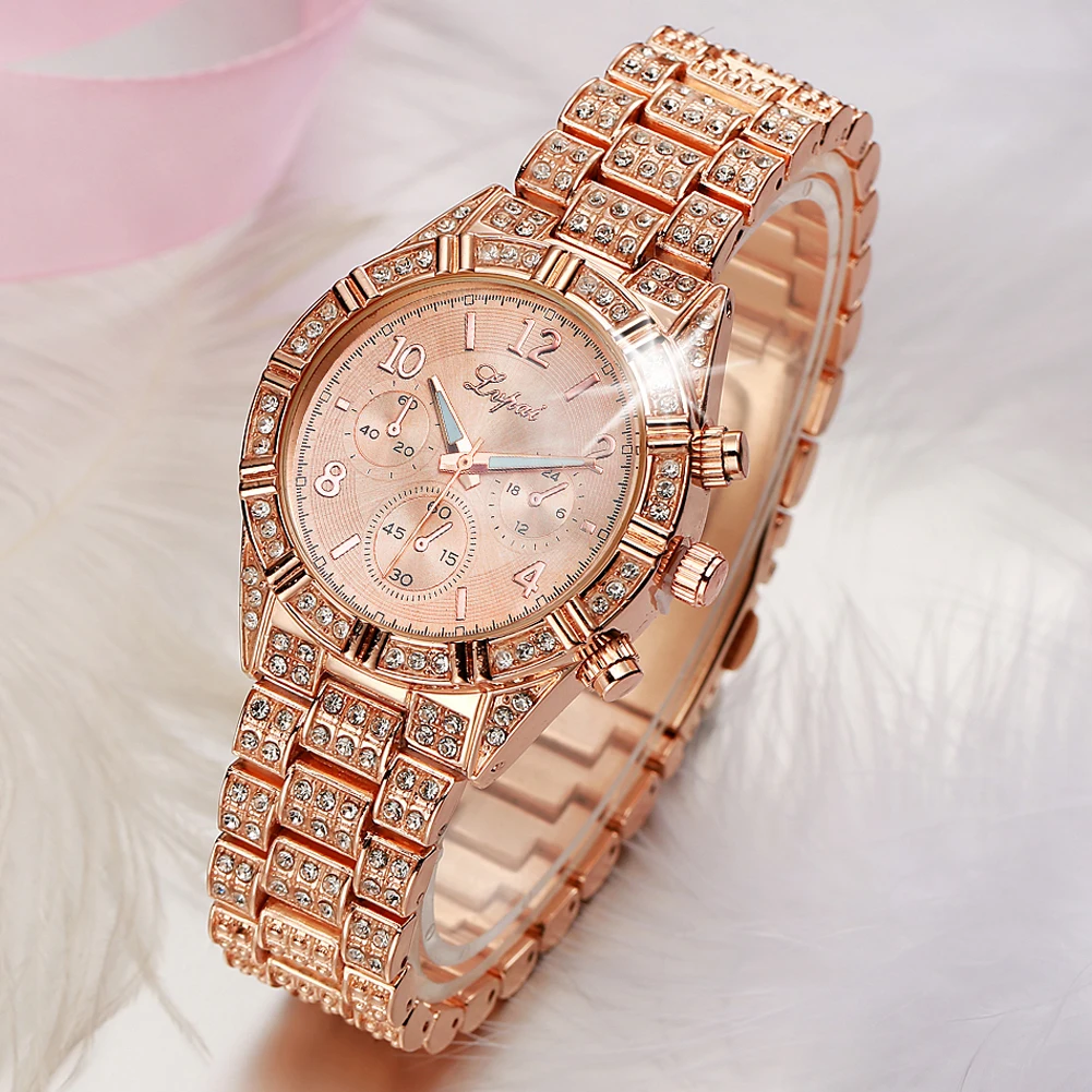 

2018 Lvapi Brand Luxury Women Wristwatch Stainless Steel Band Analog Diamond Rhinestone Lady Girl Dress Diner Watch