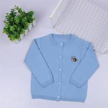 Горячая вышивка милый пчелы Детский кардиган свитер для девочек мягкие хлопковые детские Осень-весна свитер ярких цветов милые детские презрению