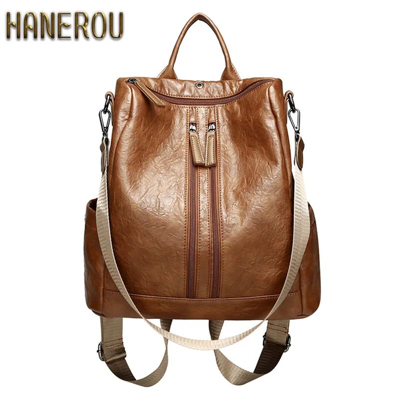 2019 Fashion PU Leather Backpacks High Quality Mochila Escolar School Bags For Teenagers Girls Top-handle Anti Theft Backpack