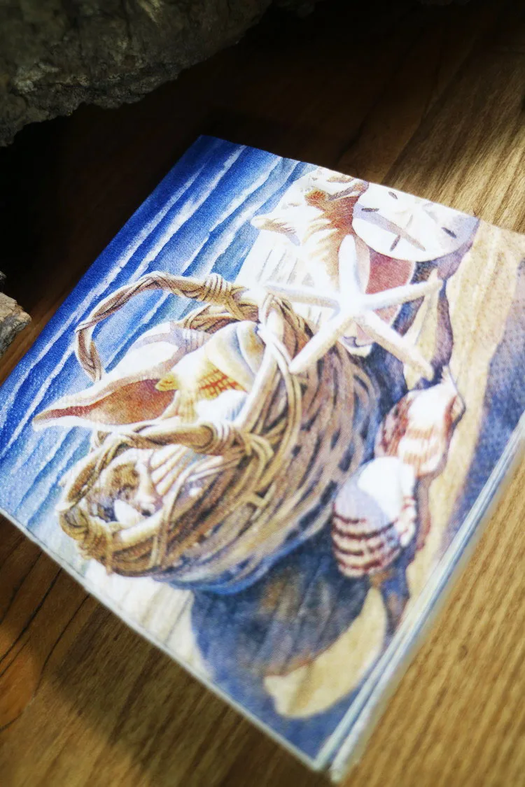 

25cm paper napkin tissue cute blue sea starfish shell handkerchief oil craft decoupage girl boy kid birthday party serviettes