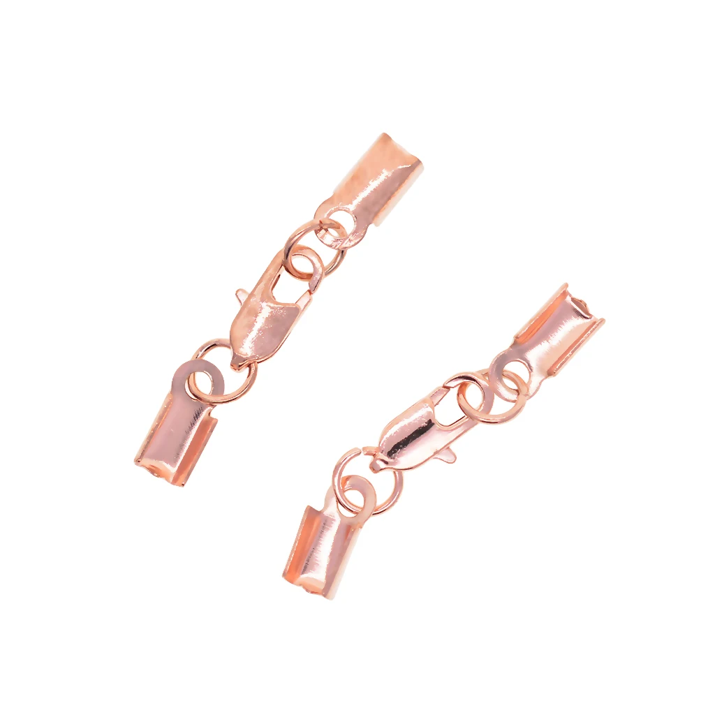 12 Sets Crimp Cord End Cap Clips Bail Tips Connector Findings with Lobster Clasp for Necklace Bracelet Jewelry Making