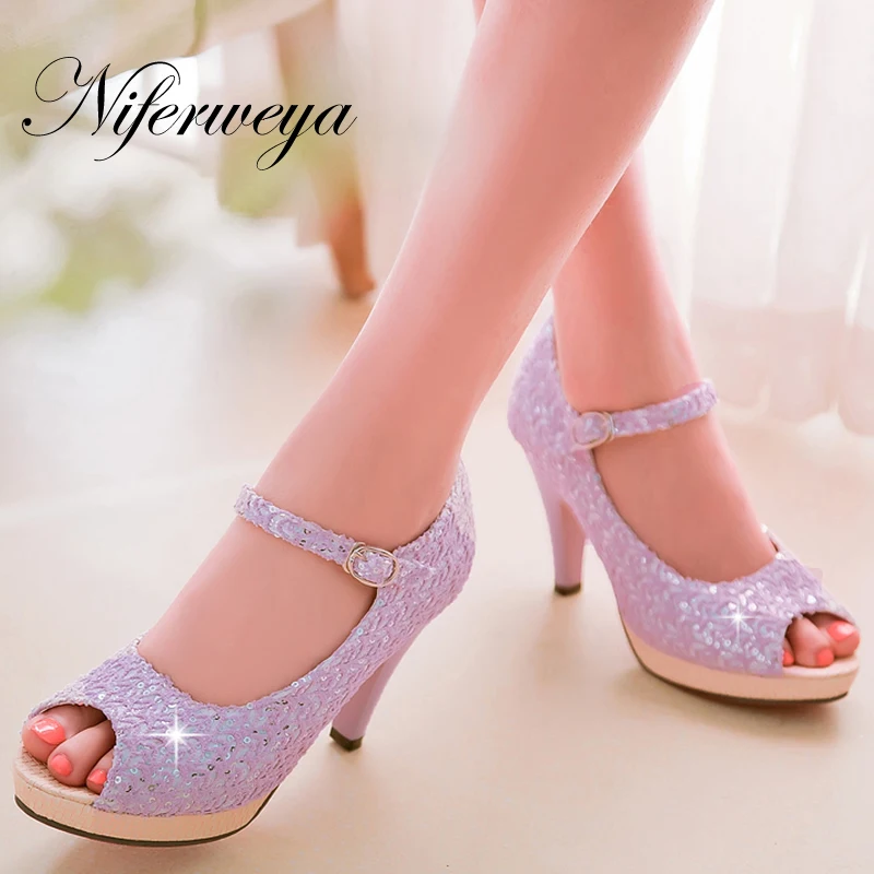 

Fashion Spring/Autumn women shoes big Size 31-43 sweet style Peep Toe pumps elegant Mary Janes platform High heels CHD-C16