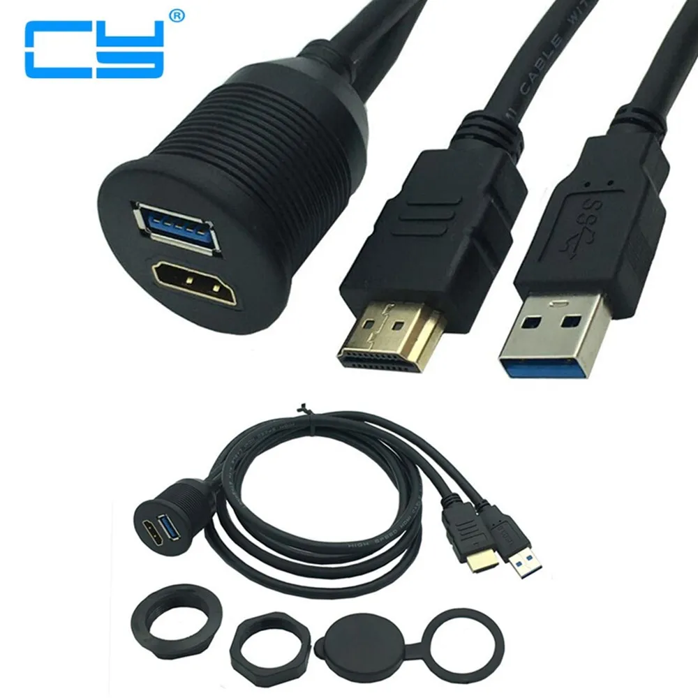 HDMI & USB 3 0 удлинитель приборной панели панель смывное крепление для автомобиля