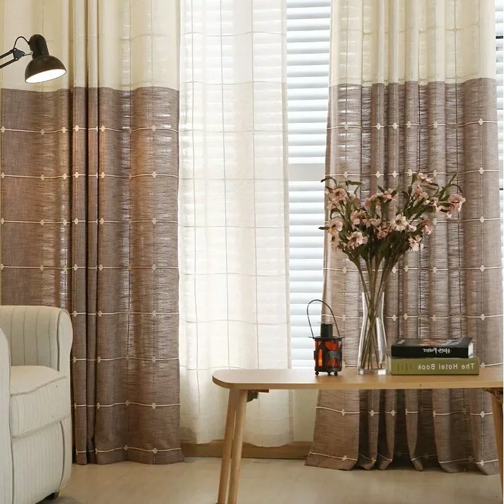 

Jianou Modern High-grade Plaid Fabric Dyed Jacquard Curtains for Living Dining Room Bedroom.