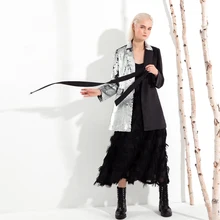 high street двойной цвет бисера кусок индивидуальность сплайсинга костюм воротник длинный Костюмный пиджак