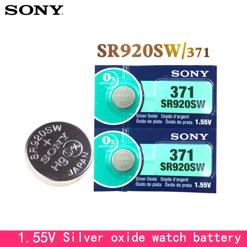 2 шт. Sony 100 Оригинал 371 SR920SW 920 LR920 AG6 LR69 171 1 55 в оксид серебра батарея для часов