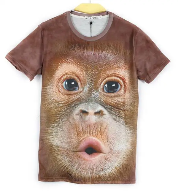 New 2014 Men/Women Animal Chimpanzee Monkey Face Print 3D T Shirt ...