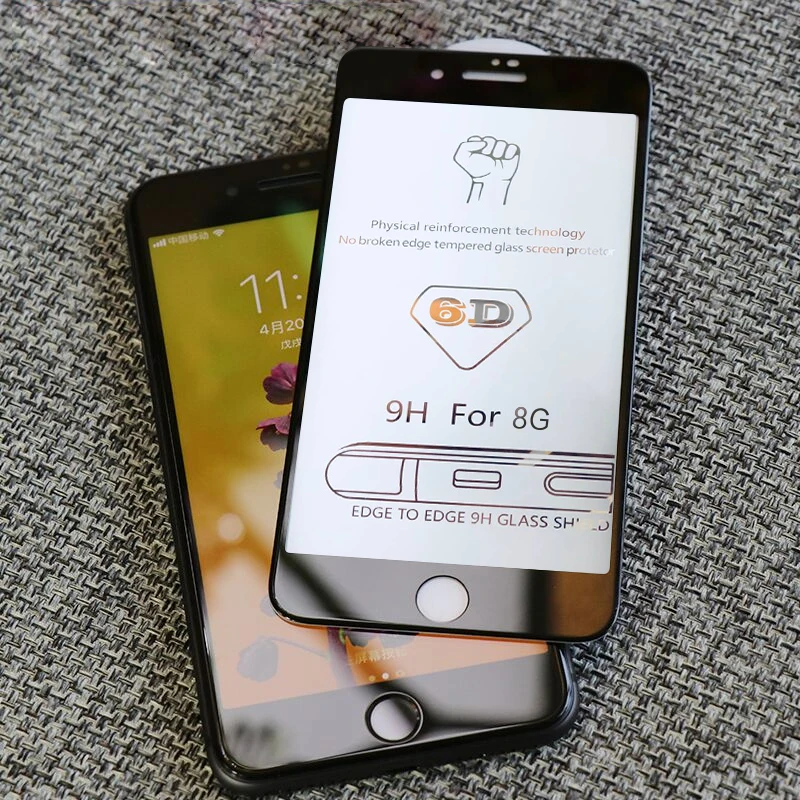 Закаленное стекло 6D на весь экран для iPhone 8 7 6 6S Plus X защита экрана защитное