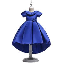 Lace Blue Puffy Flower Girl Dresses 2018 Scoop Satin Appliques Communion Dresses Pageant Dresses For Little Girls 2017 cupcake blue crystal flowers baby girl dresses pageant dresses for little girls g284 1