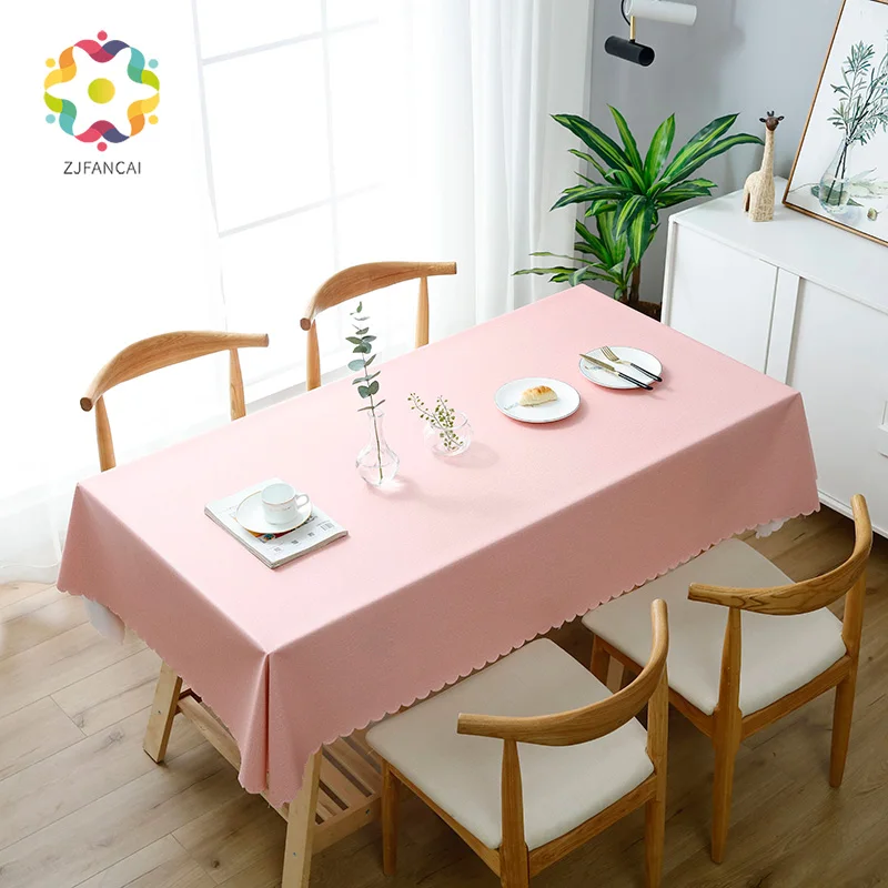 

PVC Solid Rectangular Tablecloth Waterproof Oilproof Table Cover Plastic Coffee Rectangular Tablecloth
