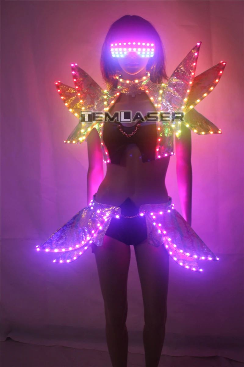 Полный цвет светодиодные костюмы цветной светильник RGB Женская юбка DJ Бар носит