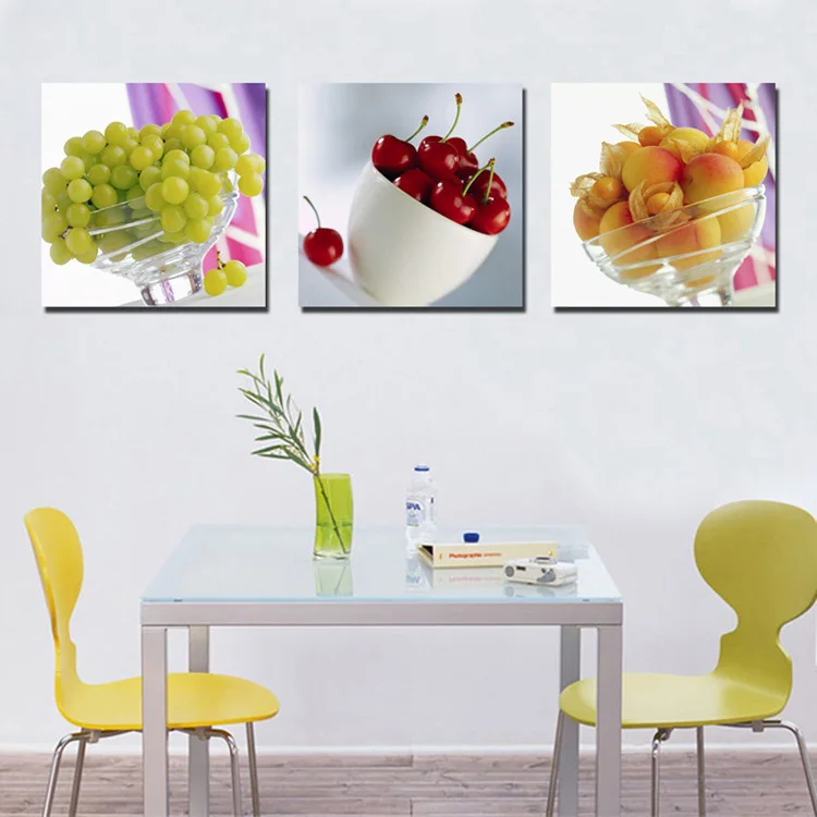 Cheap 3 Panel Canvas Prints Fuirt Unframed Home Decoration Painting for