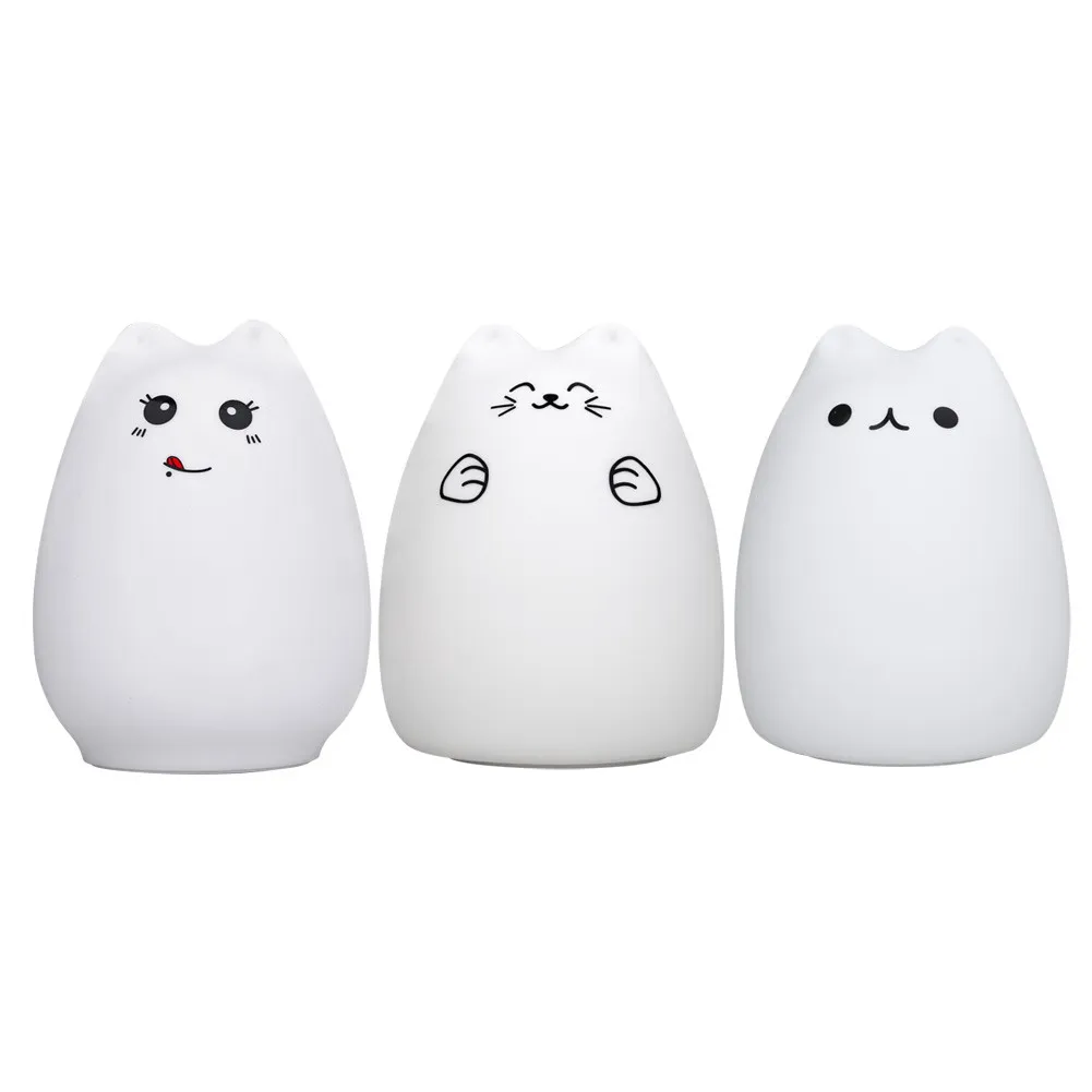 Cat Colorful Animal Silicone Meng Pet 2 Modes Children Cute Light Lamp Night Light Christmas Bedroom Light in LED Night Lights from Lights & Lighting on