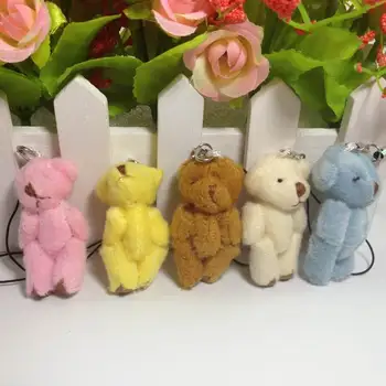 

4.5cm Soft Stuffed Toys Plush Mini Teddy Bear cartoon bouquet package material keychain pendants kids gifts
