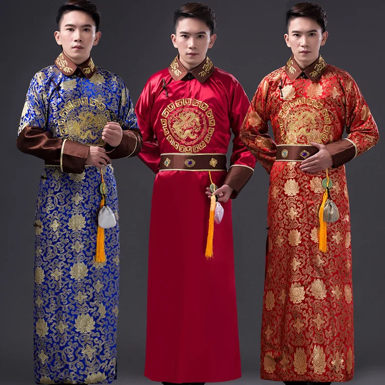 

High Quality Men Qing Dynasty Costume Chinese Traditional Emperor Clothing for Stage Male Tang Robe Clothes Folk Outfit Wear 89