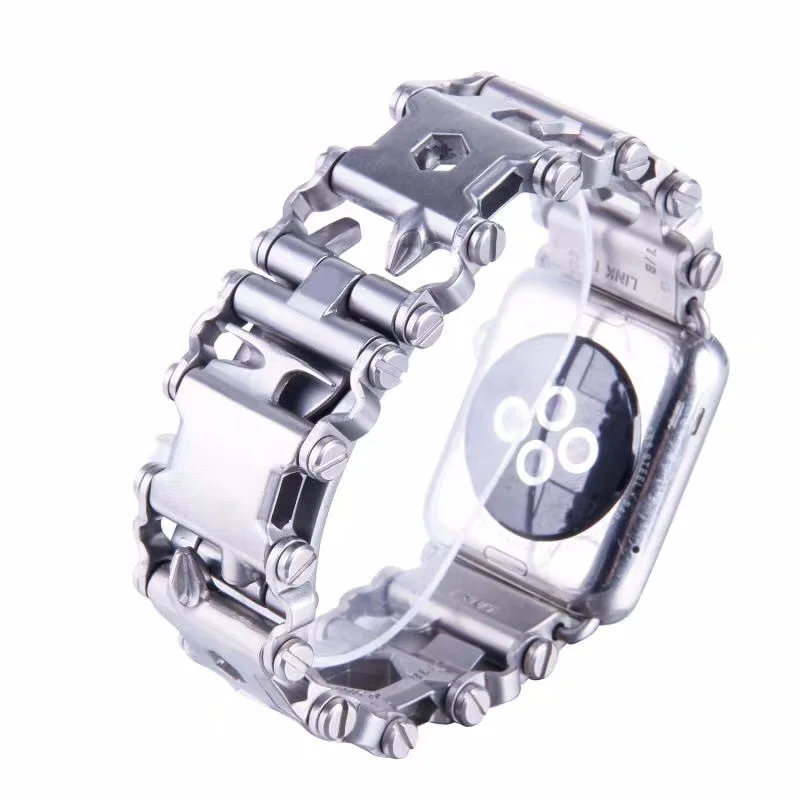 Ремешок для Apple Watch 4, 3, 2, металлический, нержавеющая сталь, многофункциональный браслет для iWatch, 42 мм, 38 мм, 4 ремешка, 44 мм, 40 мм, ремешок - Цвет ремешка: silver