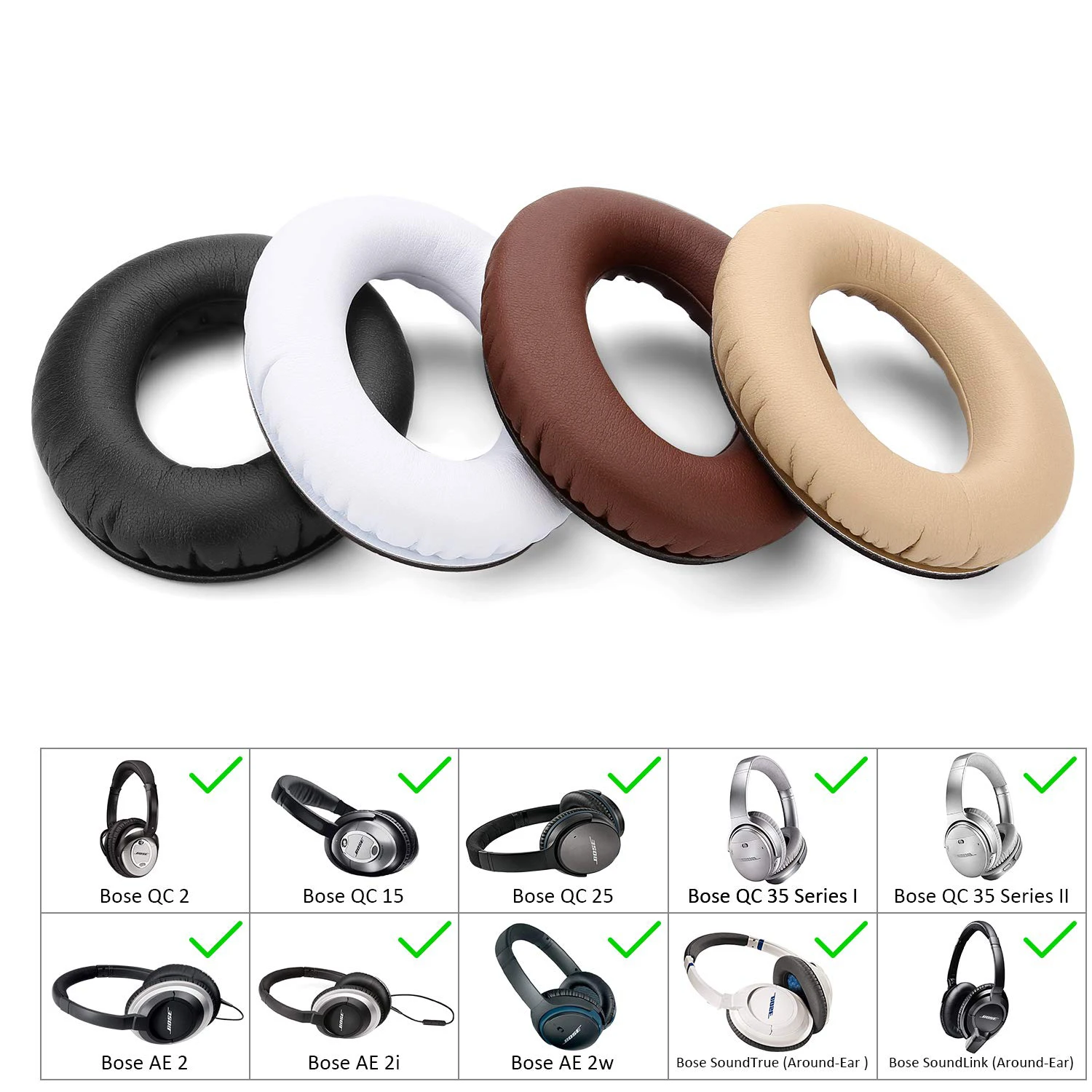 Сменные мягкие губчатые амбушюры для наушников BOSE QC2 QC25 QC35 QC15 AE2 SoundLink SoundTrue Around Ear II