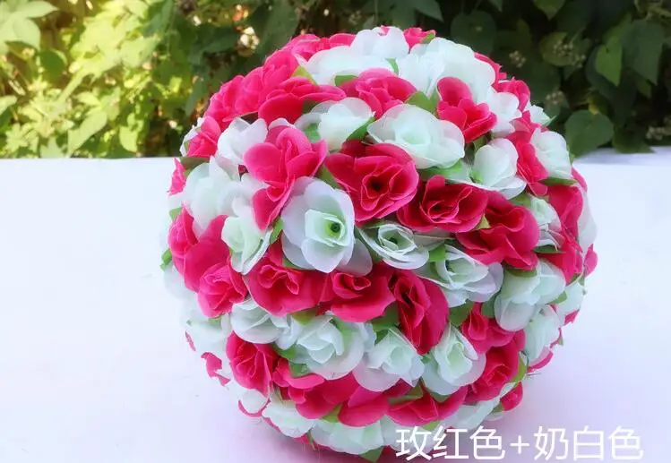 Упаковка из 10 11 ''атласный цветок шар романтические шары из роз для свадебной вечеринки праздничное украшение - Цвет: ivory mix hot pink