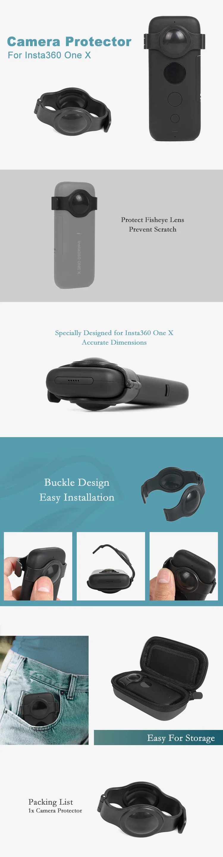 Защитная крышка для объектива «рыбий глаз» для Insta360 One X Объектив камеры защитный чехол для Insta 360 one x аксессуары
