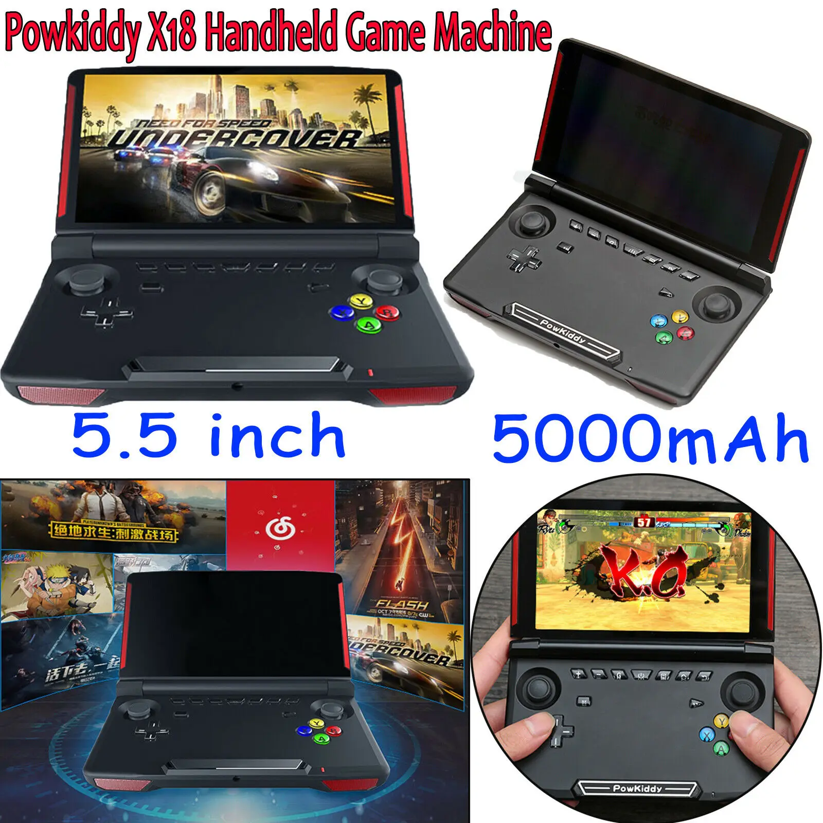 

X18 5.5inch LCD Touch Screen Handheld Games Console Built-in 1300 Classic Games Street Fighers Final Fight Video Game Player