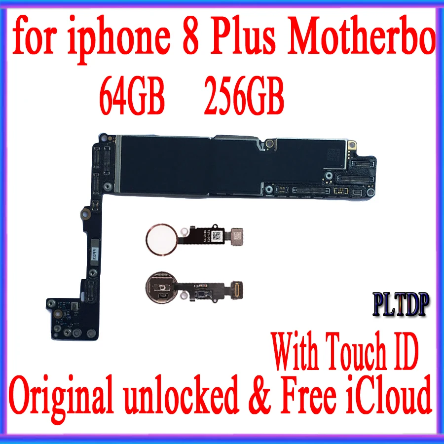 

Black White Gold for iphone 8 Plus Motherboard with Clean iCloud,Original unlocked for iphone 8P 8Plus Mainboard with Touch ID