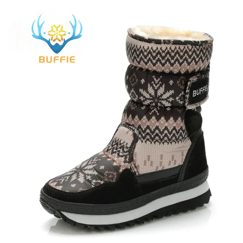 

BUFFIE Winter Women Boots Grey Colour Snow Boot Warm Plush Fur Big Full Size Cow Suede Leather Binding Shoes JSH-M905