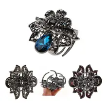 Vintage Crystal Hair Claws Crab Metal Jaw Hair Clips Butterfly Hair Claw Clip Women Small Hairpins Clamps for Ladies metal rhinestones hair clip vintage bronze plating butterfly hair claw retro flower hairgrip women hair jewelry