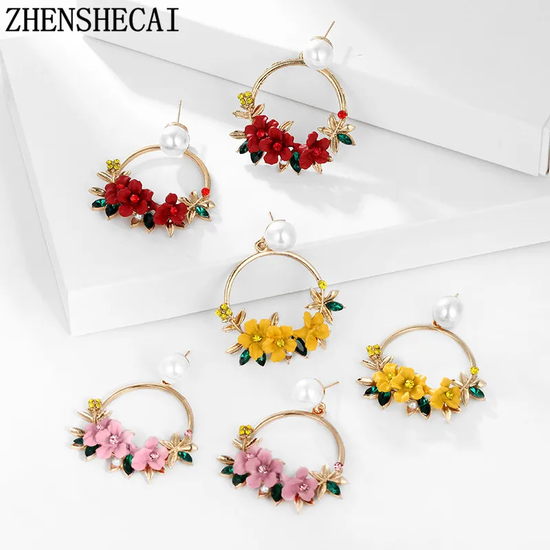 

2019 New Arrival Plant Resin Women Hyperbole Drop Earrings Small Fresh Earrings With Color Flowers Fashion Women Jewelry