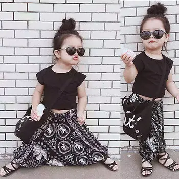 

0-5T Newborn Toddler Kids Baby Girls Boys Clothes Fashion T-shirt Tops+ Flower Harem Pants 2PCS Outfit Clothing Set