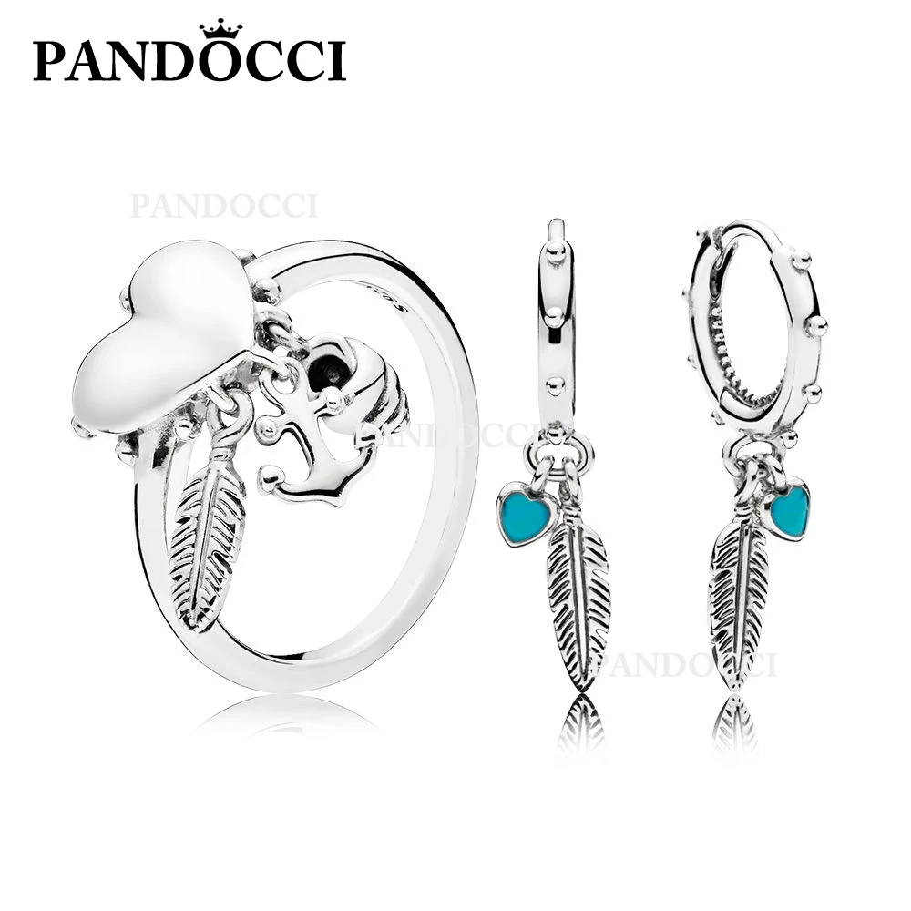 

PANDOCCI Pan 925 Sterling Silver Spritual Symbols Ring and Set Diy Original Charms Jewelry Women Gifts