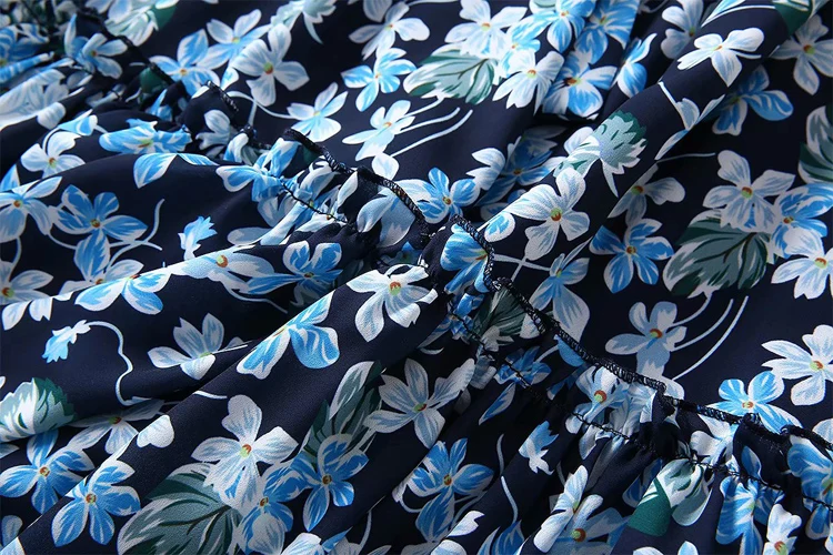 XF синий и белый фарфор печати круглый вырез без рукавов ремень Высокая талия Slim Fit рюшами повседневное праздничное пляжное платье