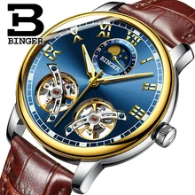 2017 NEW men s font b watch b font luxury brand BINGER sapphire Water Resistant toubillon