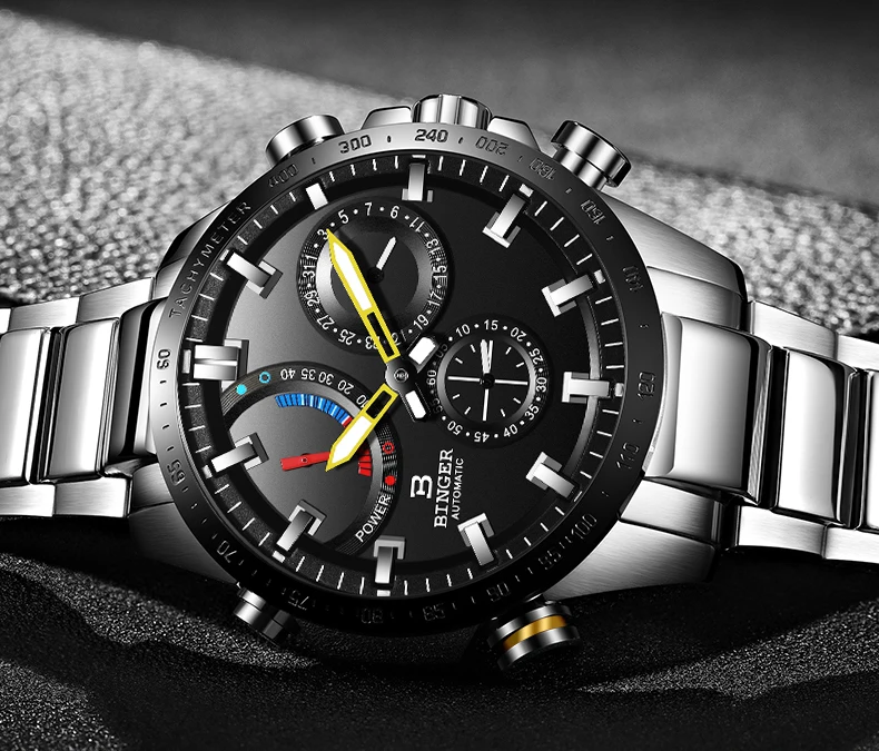 Часы мужские швейцарские Бингер люксовый бренд Мужские часы автоматические механические мужские часы сапфировые водонепроницаемые энергетический дисплей BS03-1