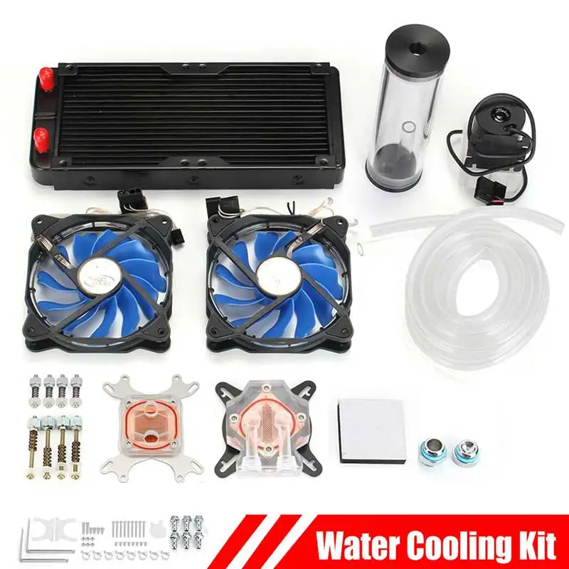 

PC Water Cooling Kit 240mm Radiator Pump Reservoir CPU Block Rigid Tubes DIY
