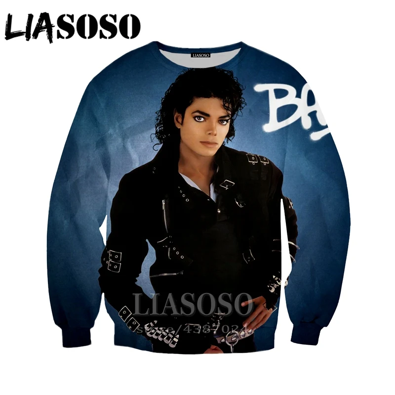 

LIASOSO Funny anime 3D Print Men hoodies Women fashion Sweatshirt Harajuku sweatshirts 2019 Michael Jackson Long sleeve E30