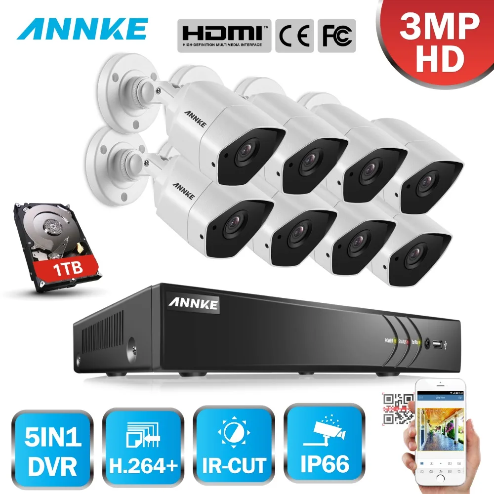 ANNKE Full HD 8CH 3MP 5in1 CCTV Системы безопасности Камера фильтр отсекающий ИК область