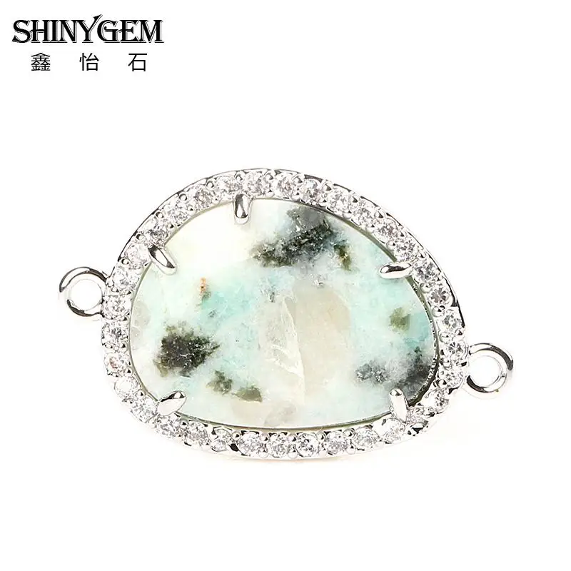 ShinyGem натуральный камень кулон 15*24 мм нерегулярные золото/серебро драгоценный камень Подвески Разъемы для изготовления ювелирных изделий 20 шт./лот - Окраска металла: Color Stone