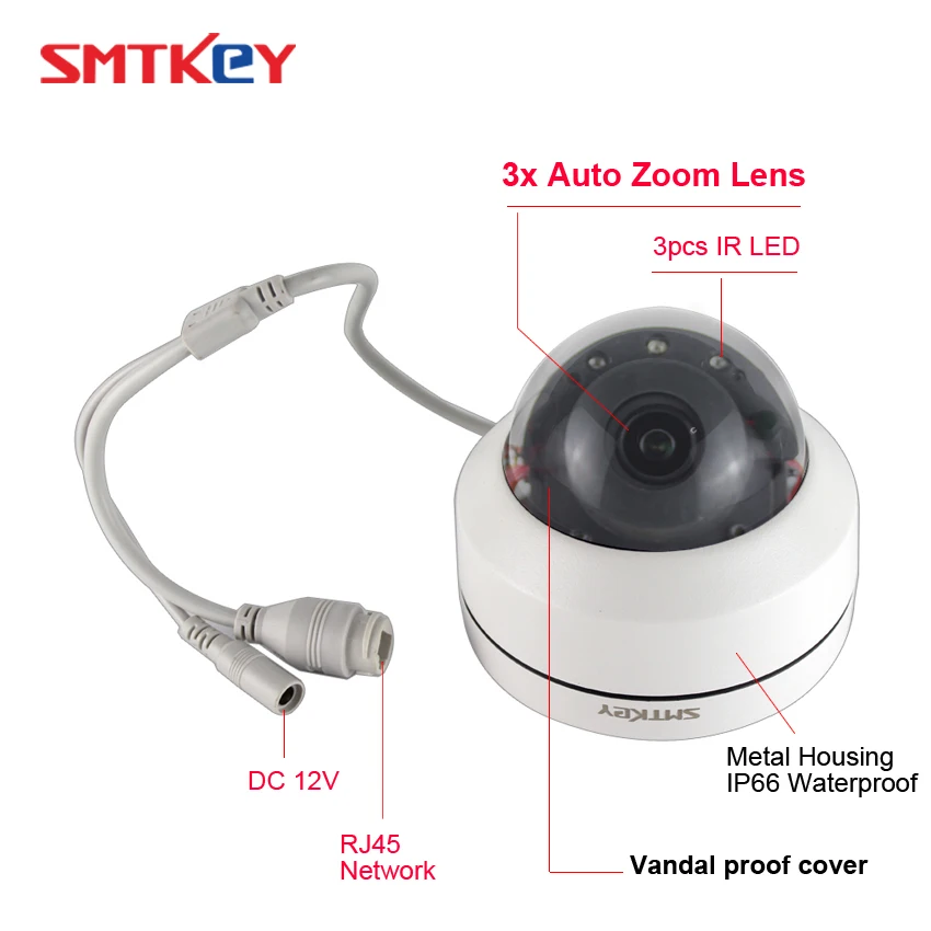 Автоматическая фокусировка мини SUFCO Открытый водонепроницаемый 4X 2,8-12 мм PTZ купольная камера 2MP 1080P CCTV IP камера