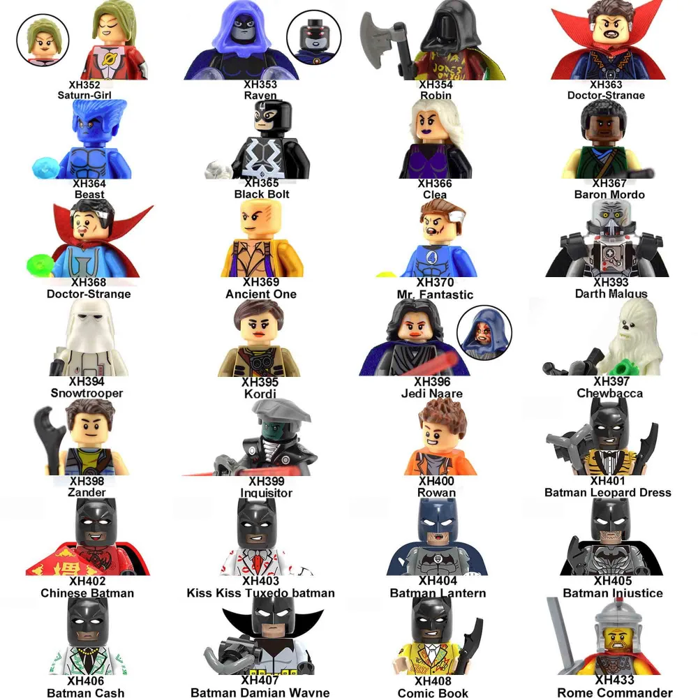 

20PCS/lot Batman Robin Super Heroes Star Wars Snowtrooper Rome Commander Building Blocks Bricks Toys for Children