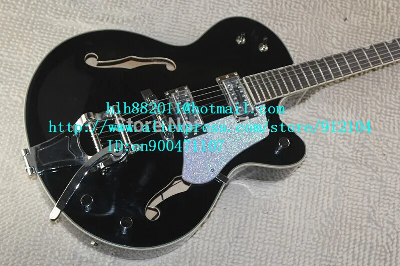 

free shipping new Big John 6 strings hollow electric guitar in black made in China LL8