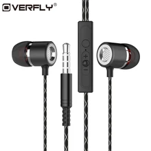 Overfly S1 Metal Earphone Sport Music Stereo Super Bass Wired Headphone Noise Cancelling With Mic For