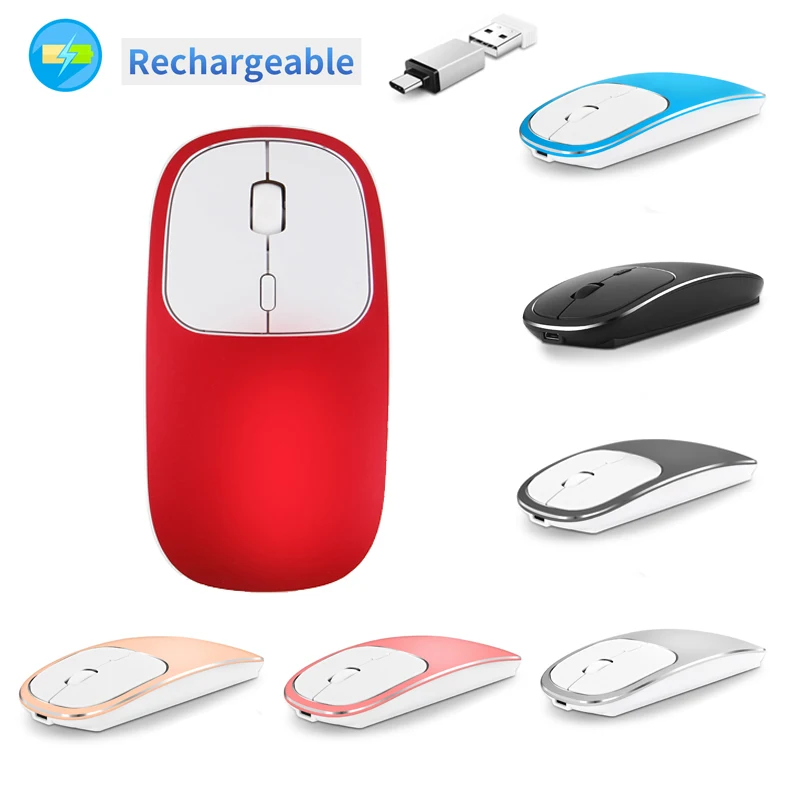 

1600 DPI 2.4G USB Wireless Silent Mouse Rechargeble Aluminum Alloy Gaming Optical Mouse For Lenovo Mac Asus Dell HP Computer