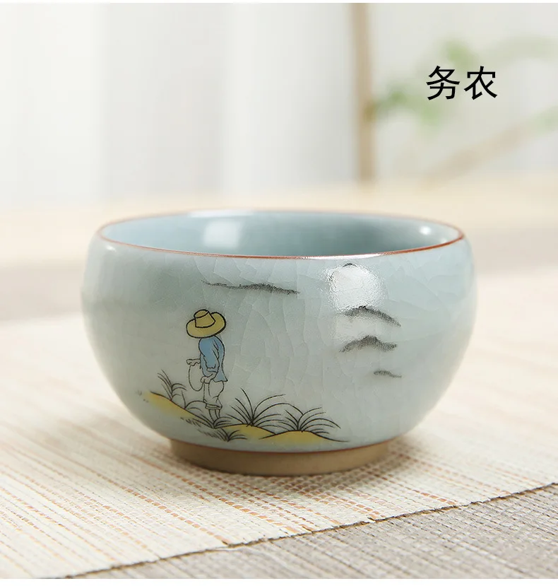 Ceramics your kiln ice crack ceramic tea cup master cup painted landscape painting tea cup