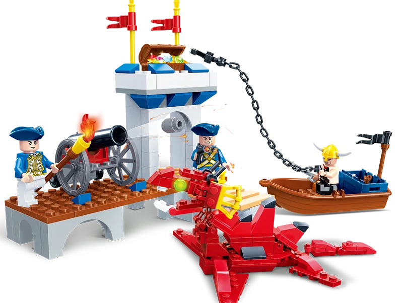 

GUDI 208pcs port-royale piate ships large Models Building Blocks educational Birthday Gift Compatible Legoe