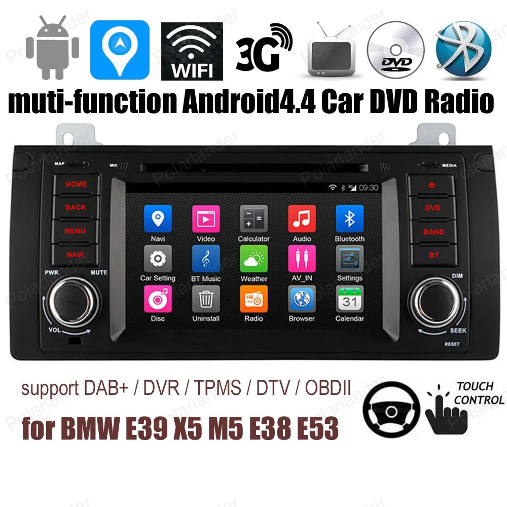 1024*600 Android Поддержка автомобильного DVD BT 3G WiFi GPS DTV DAB + OBDII DVR TPMS для B/MW/E39/X5/M5/E38/E53 FM AM
